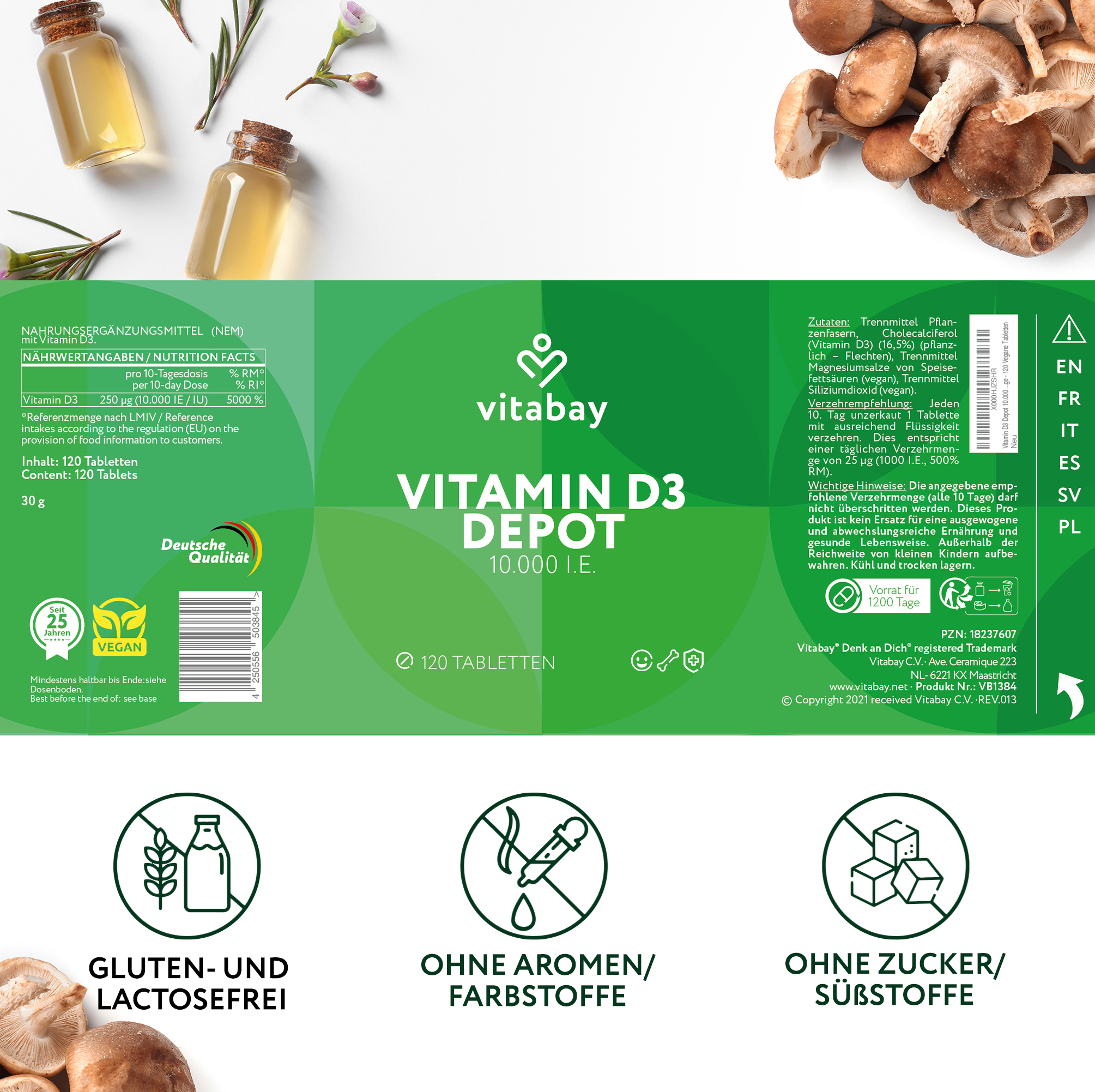 Vitamin D3 Depot 10.000 I.E. - Vegane Tabletten