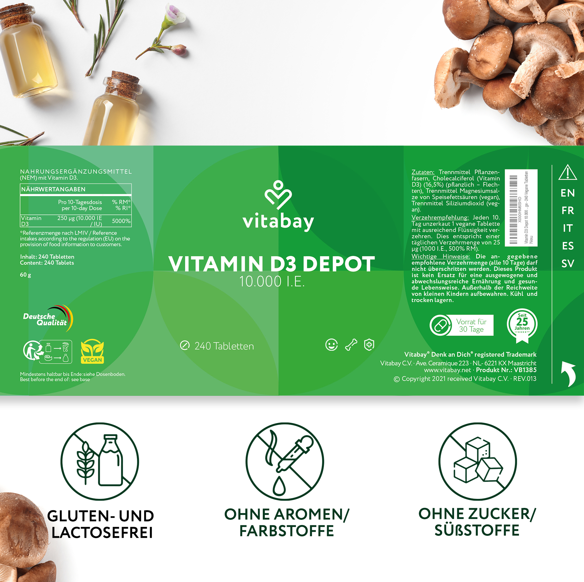 Vitamin D3 Depot 10.000 I.E. - Vegane Tabletten