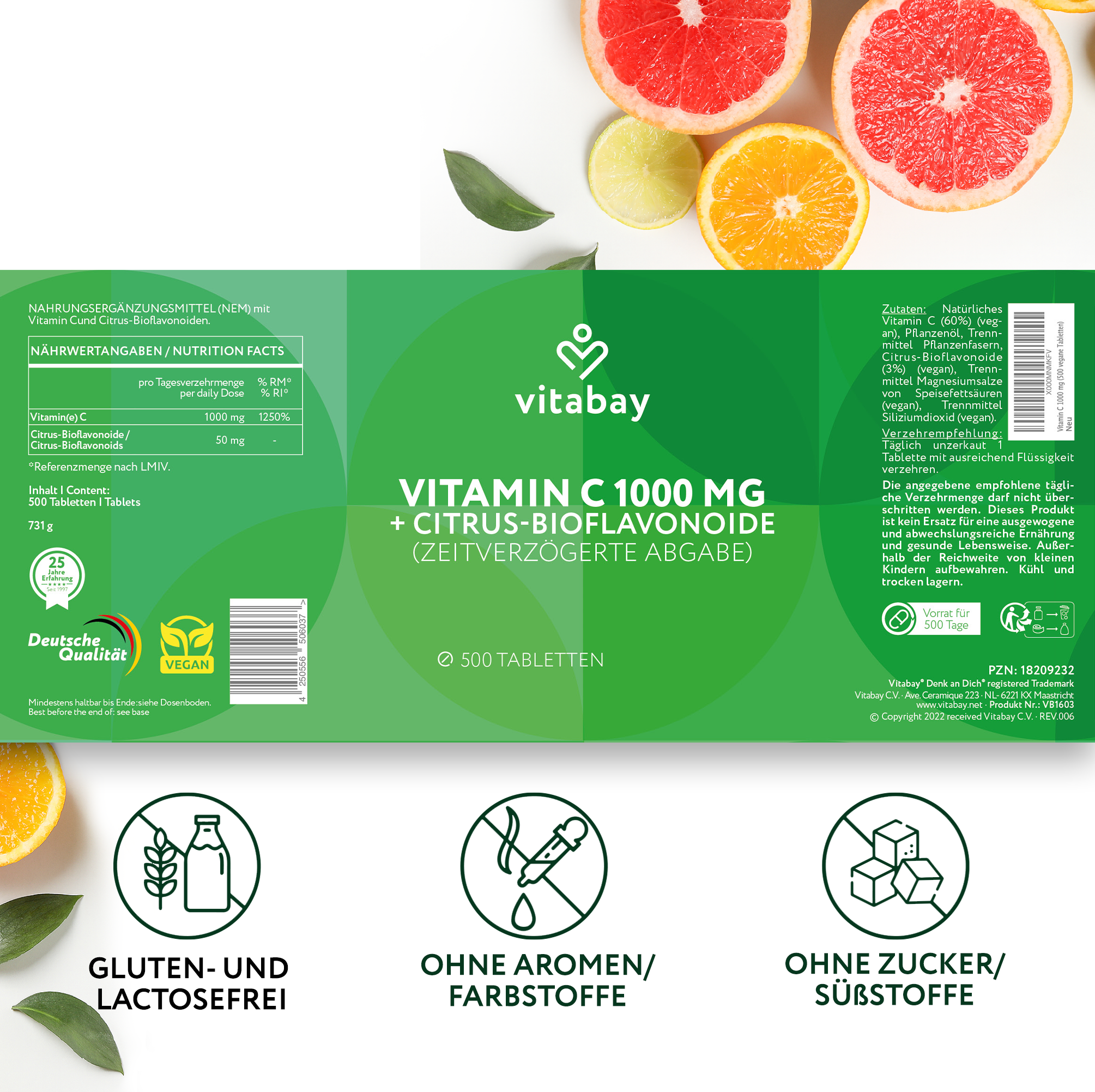 Vitamin C 1000 mg + Bioflavonoide (Time Released ) - vegane Tabletten