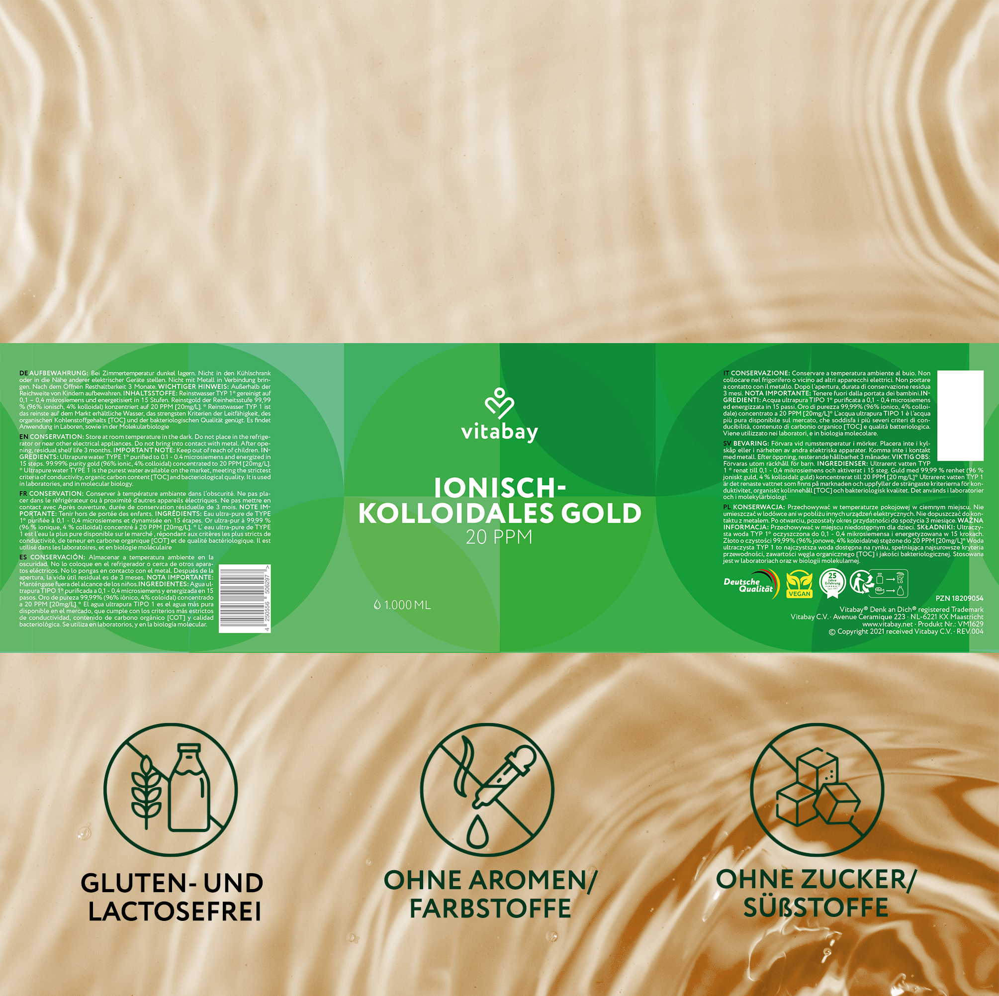 Kolloidales Gold 20 PPM - Reinheitsstufe 99,99%