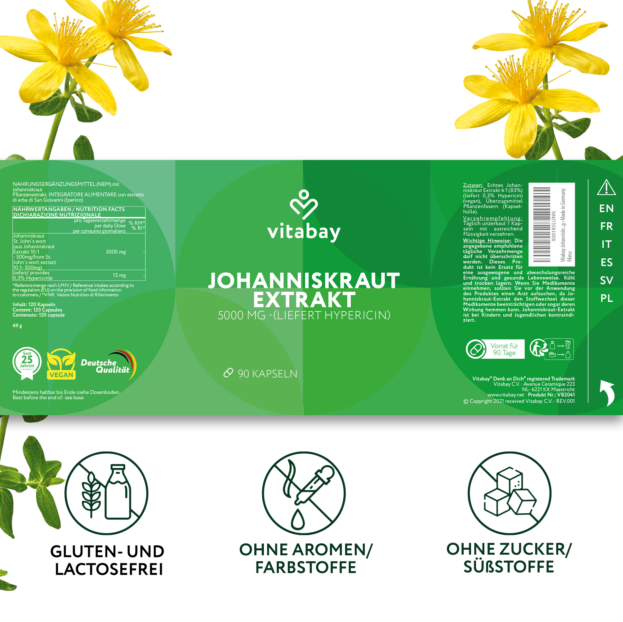 Johanniskraut Extrakt 5000 mg - 120 vegane Kapseln